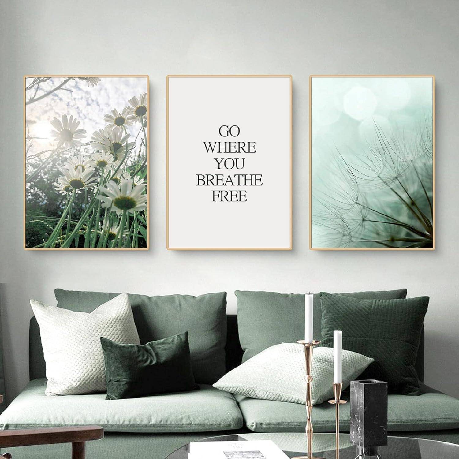 Poster 3teilig See Wald Blume Wohnzimmer Wanddeko A 50x70cm