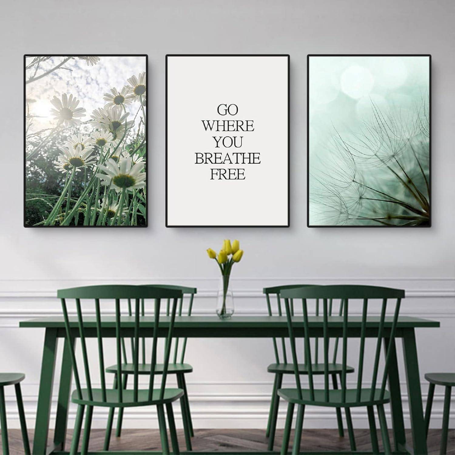 Poster 3teilig See Wald Blume Wohnzimmer Wanddeko A 50x70cm