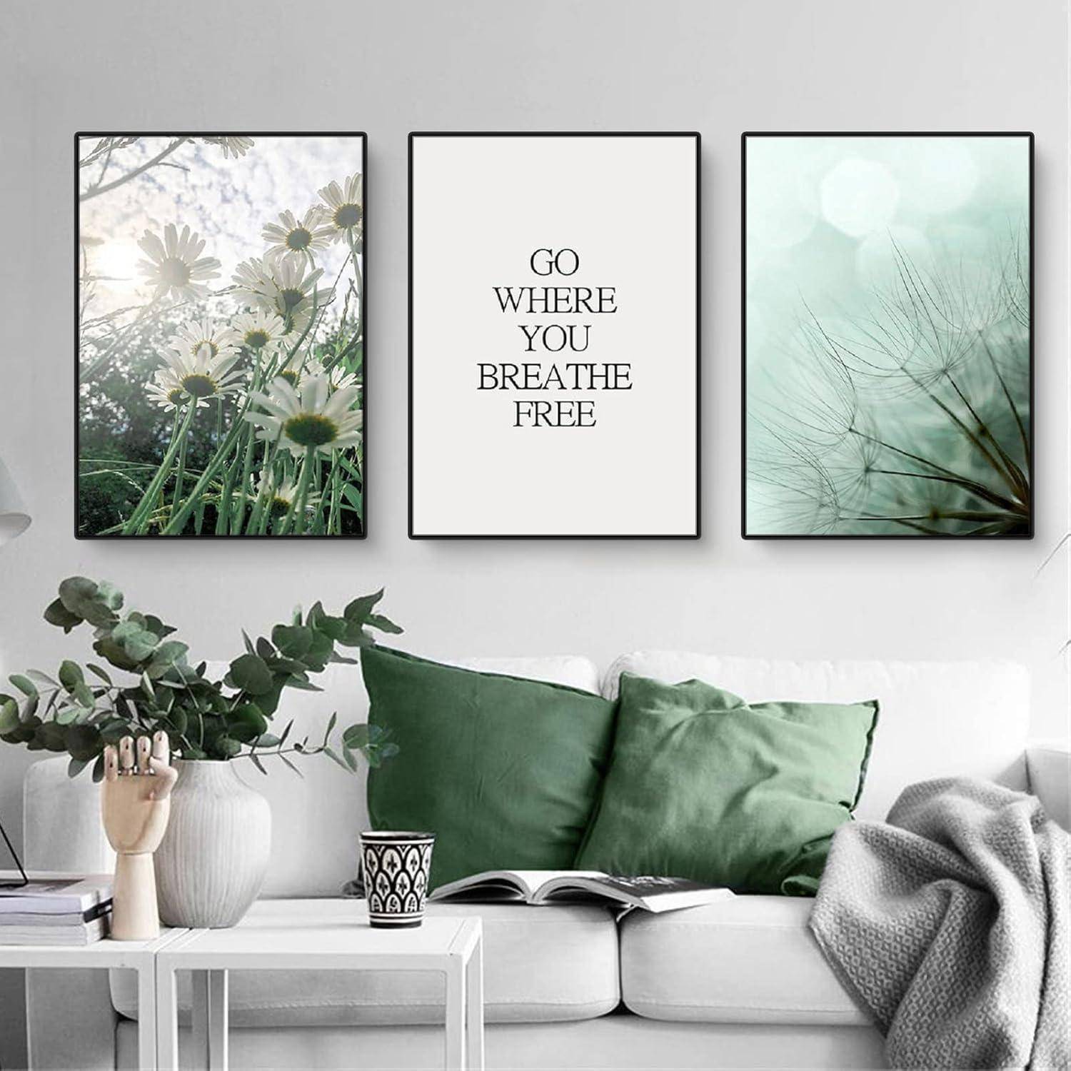 Poster 3teilig See Wald Blume Wohnzimmer Wanddeko A 50x70cm