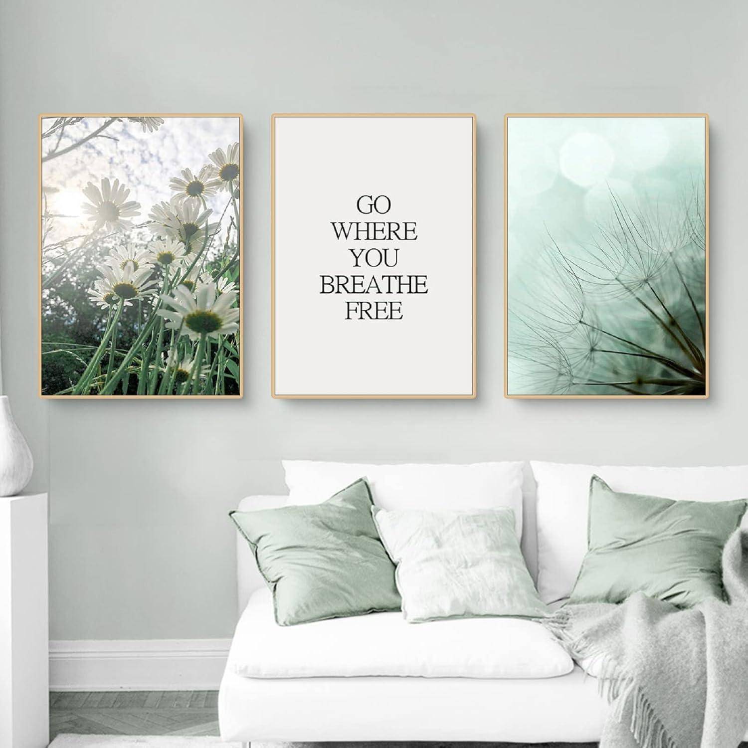 Poster 3teilig See Wald Blume Wohnzimmer Wanddeko A 50x70cm