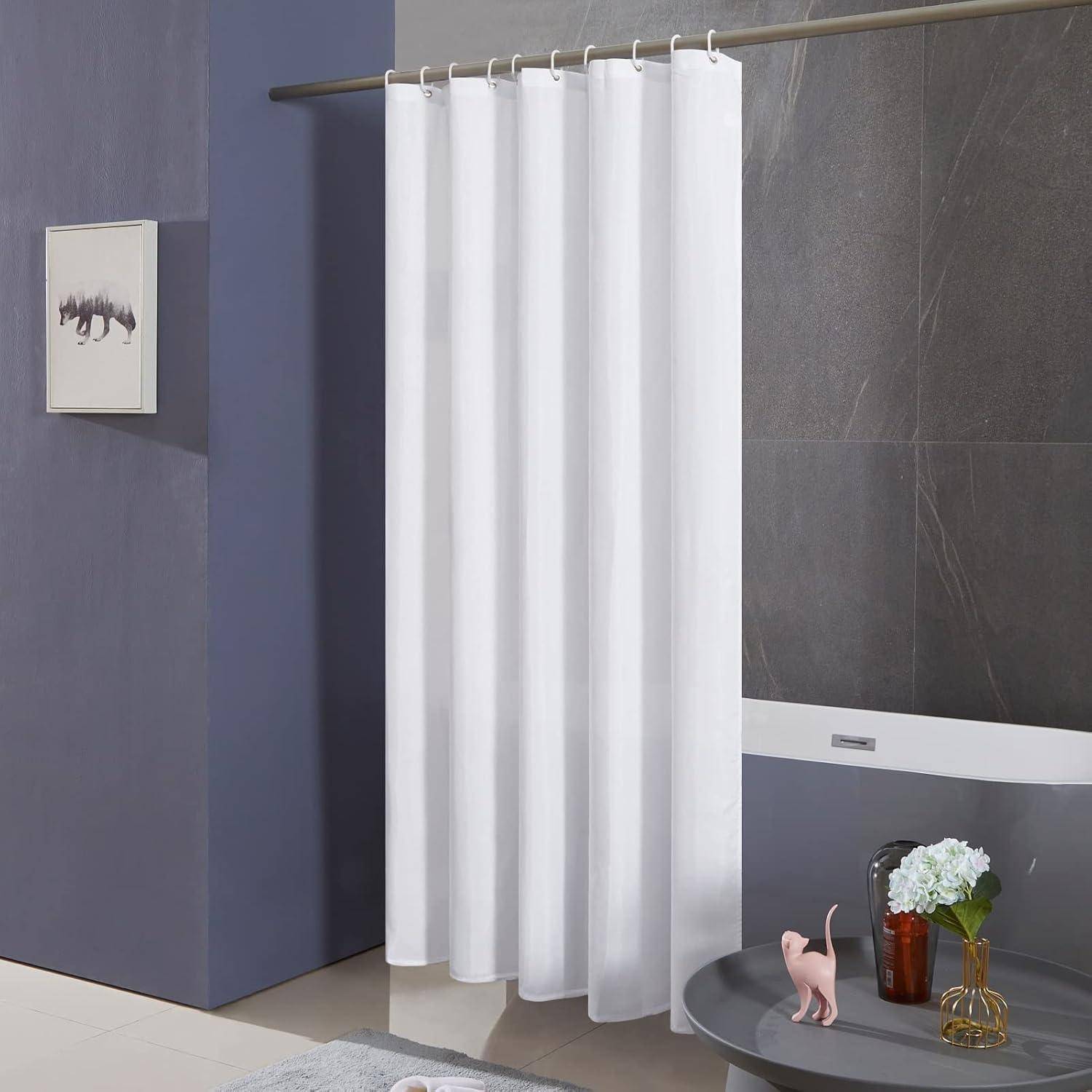 Duschvorhang Textil Polyester Stoff H180 x B120 cm (1er Pack) Weiß