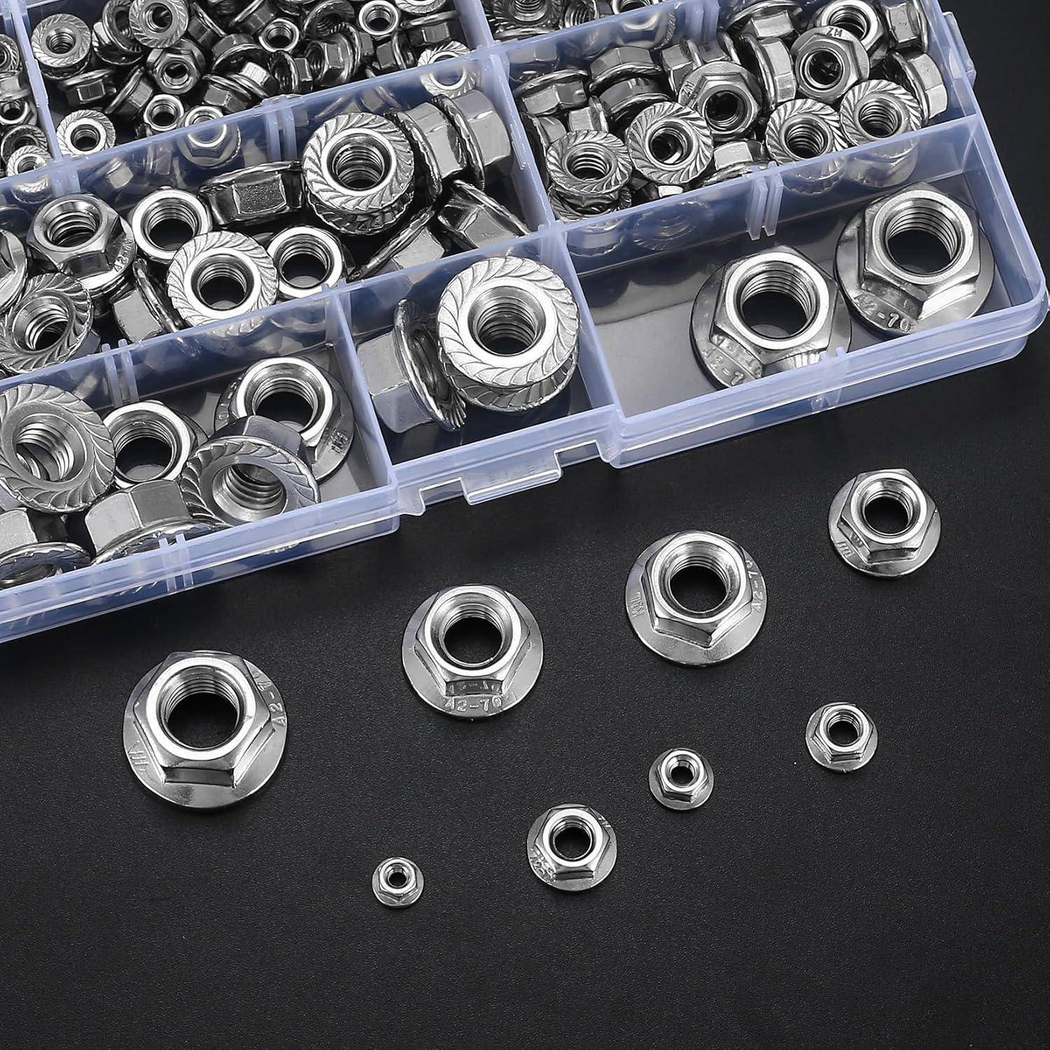 Flanschmuttern 190 Stk Edelstahl selbstsichernd M3-M12