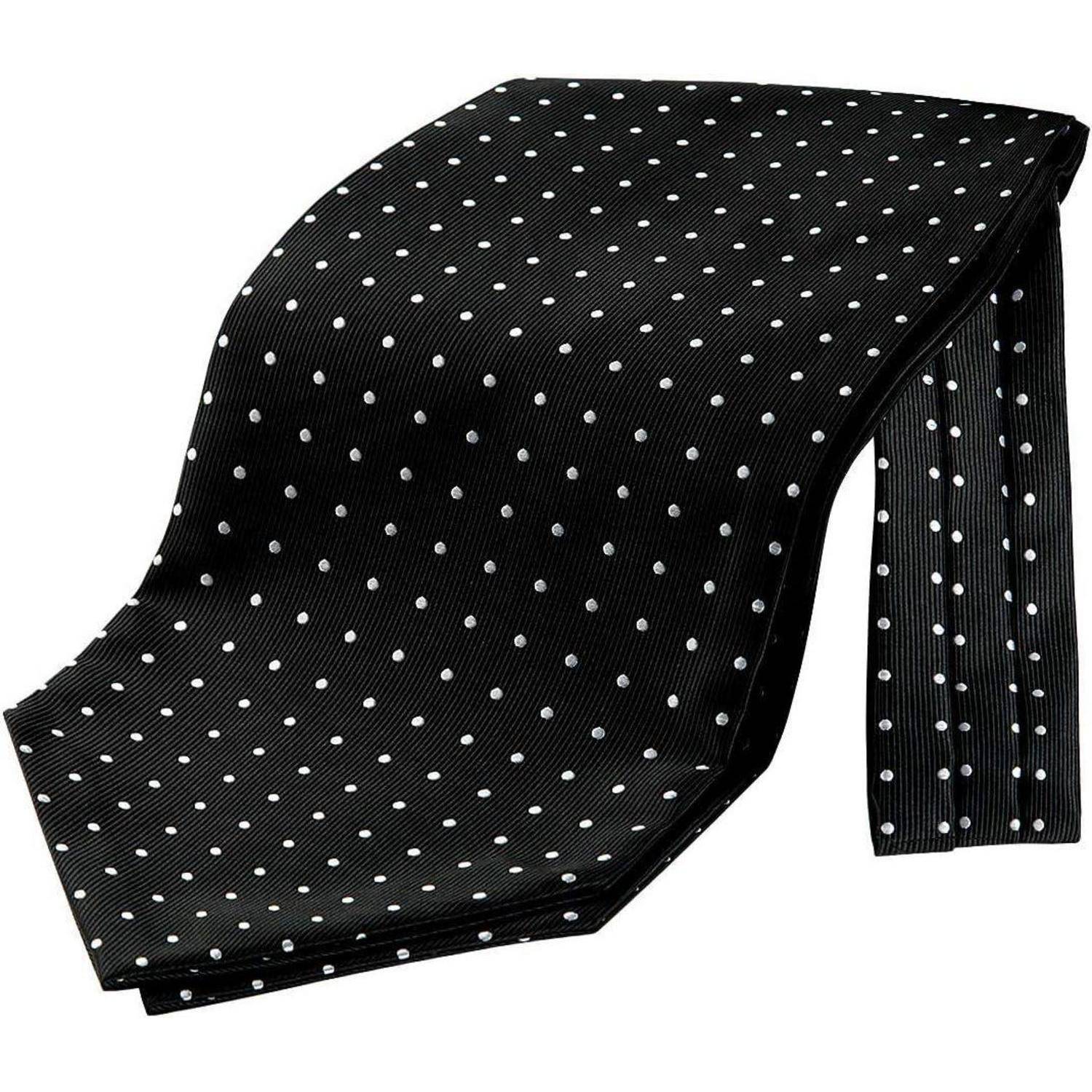 Krawattenschal Herren Ascot Hochzeit Krawatte gepunktet Schwarz