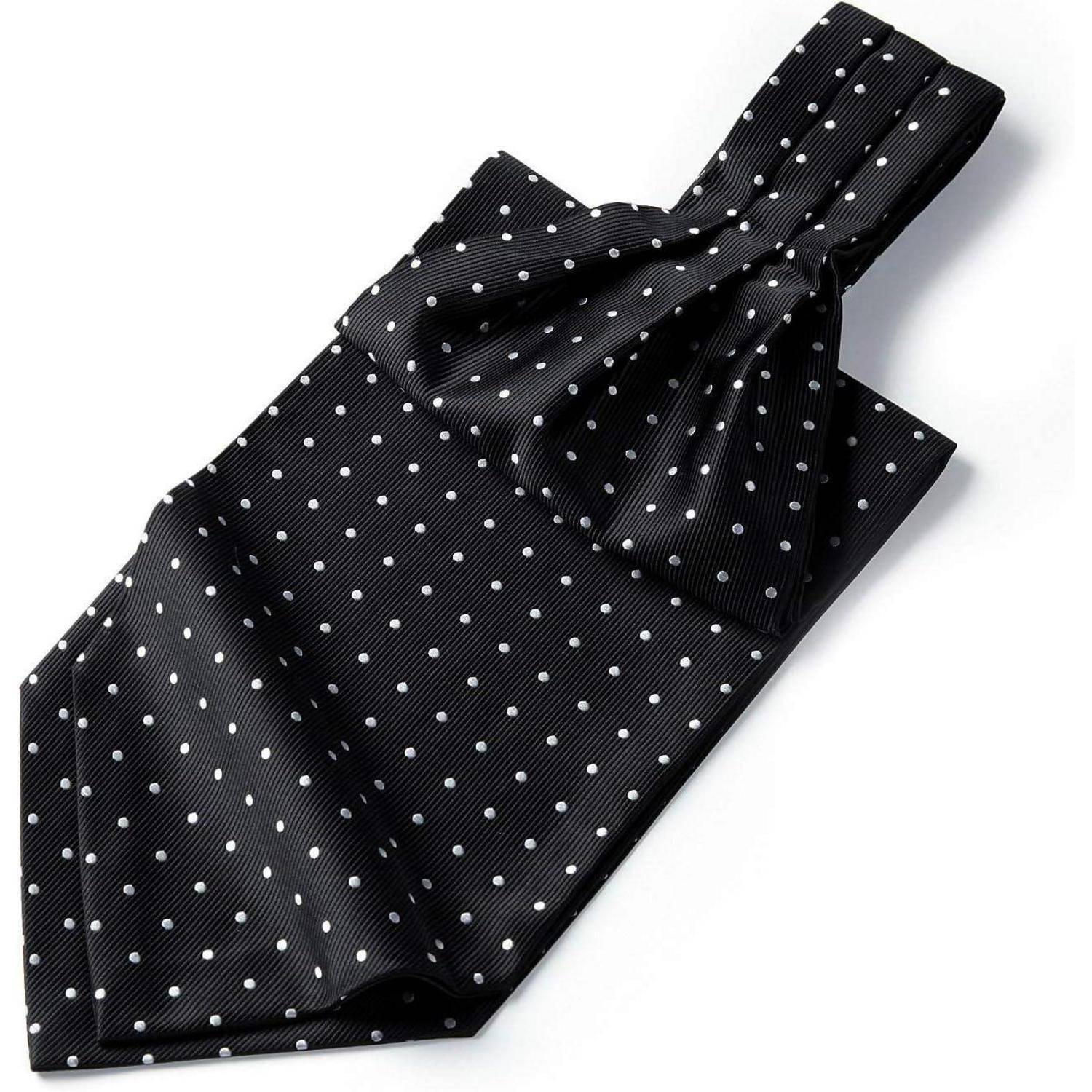 Krawattenschal Herren Ascot Hochzeit Krawatte gepunktet Schwarz