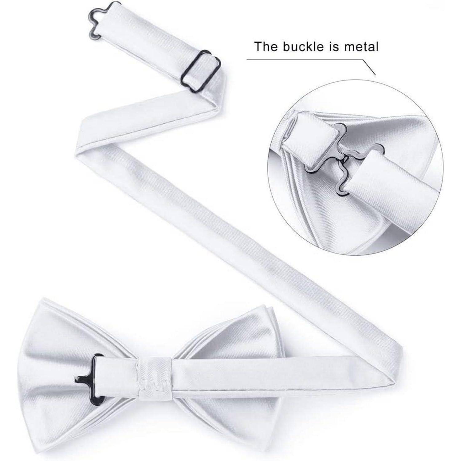 Fliege Vorgebundene Herren Einstecktuch Set Hochzeit A1-weiß