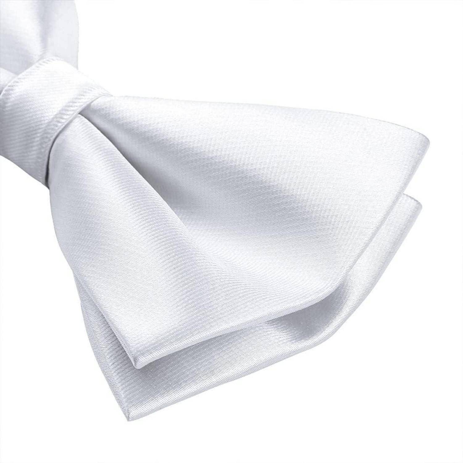 Fliege Vorgebundene Herren Einstecktuch Set Hochzeit A1-weiß