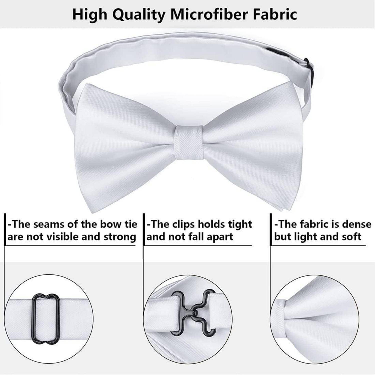 Fliege Vorgebundene Herren Einstecktuch Set Hochzeit A1-weiß