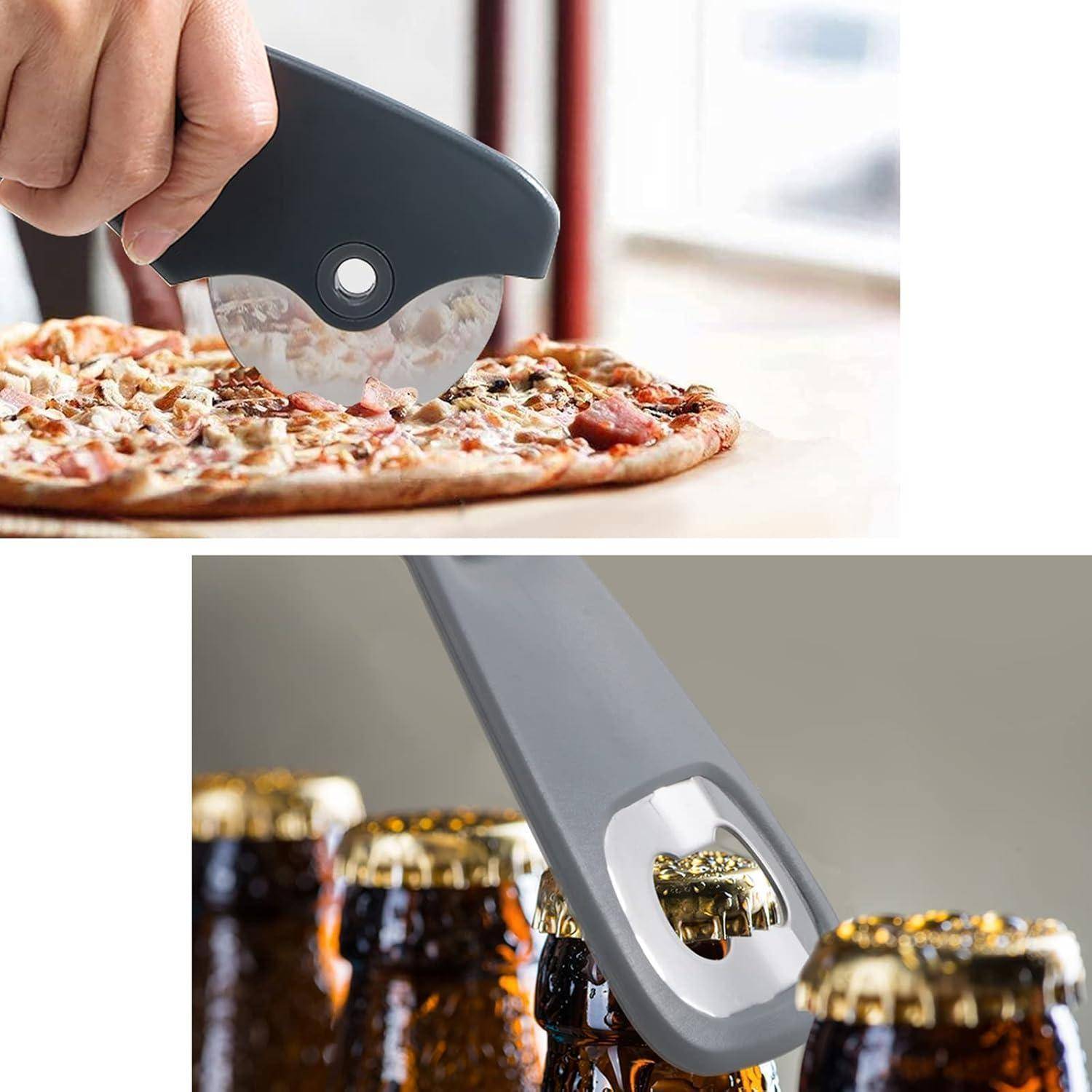Küchenhelfer Set Pizzaschneider Flaschenöffner Schäler Blau 5pcs