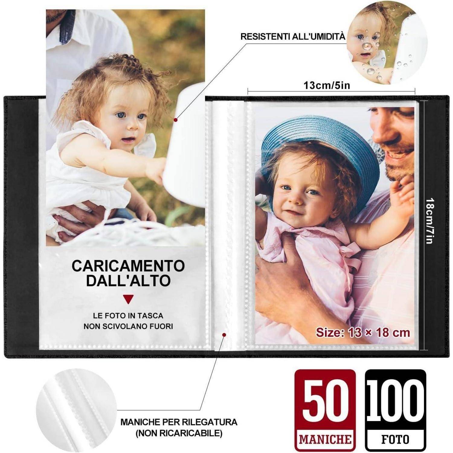 Fotoalbum 13x18 Einsteckalbum Hochformat Leinen 100 Taschen 2PK Grau