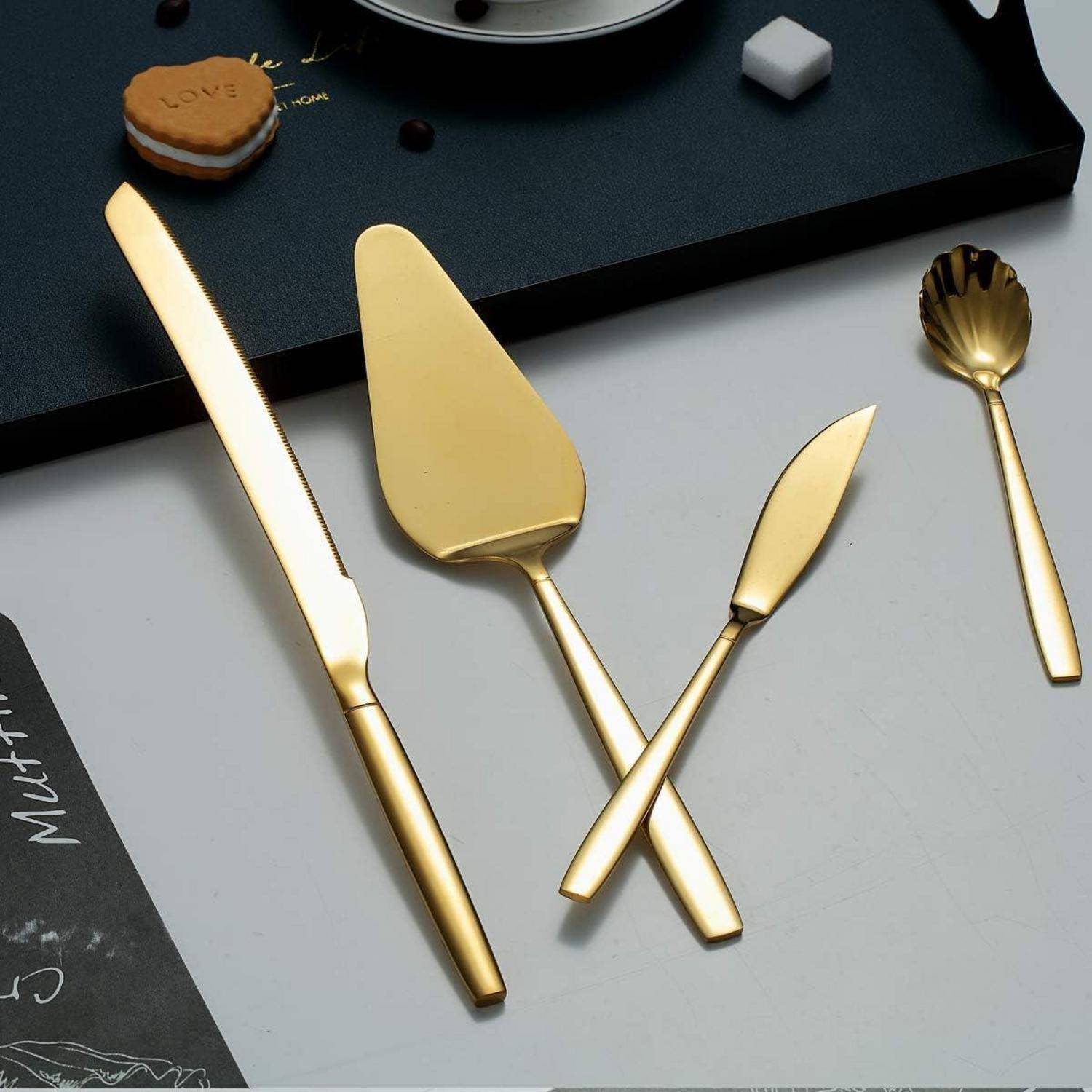 Besteck Servierset Edelstahl Gold 10 Servierlöffel 11.gold