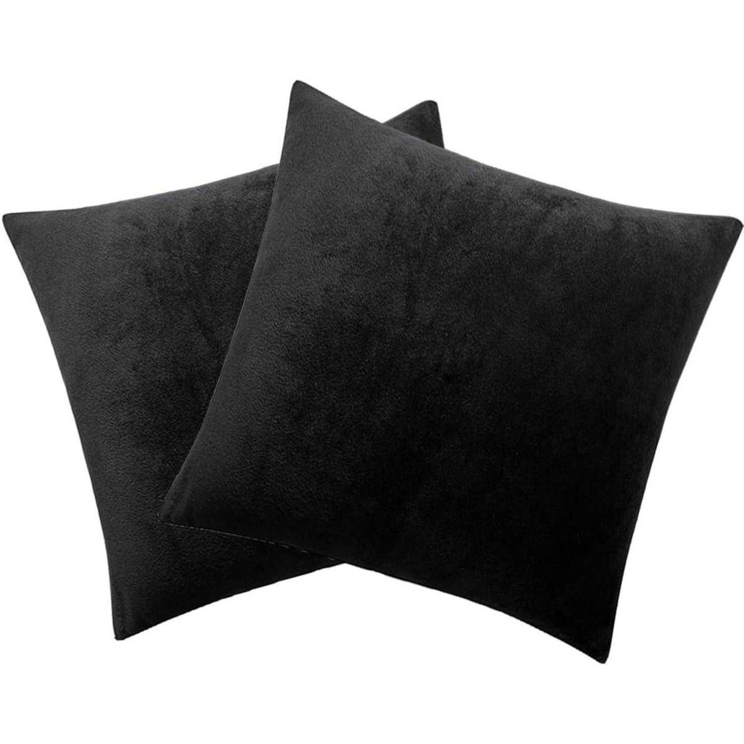 Kissenbezug Samt Zierkissen Sofakissen 40 x 40 cm 2 Stück Schwarz