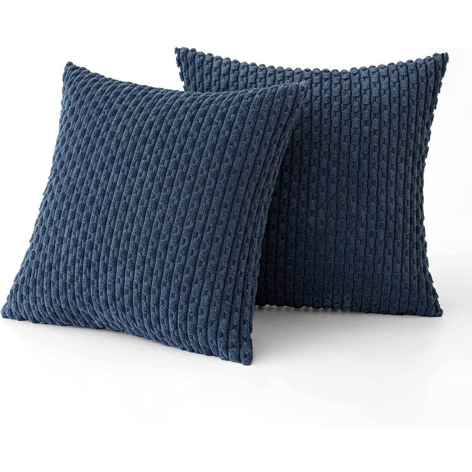 Kissenbezug Kordsamt Sofakissen Dekokissen 45 x 45 cm 2 Stück Blau