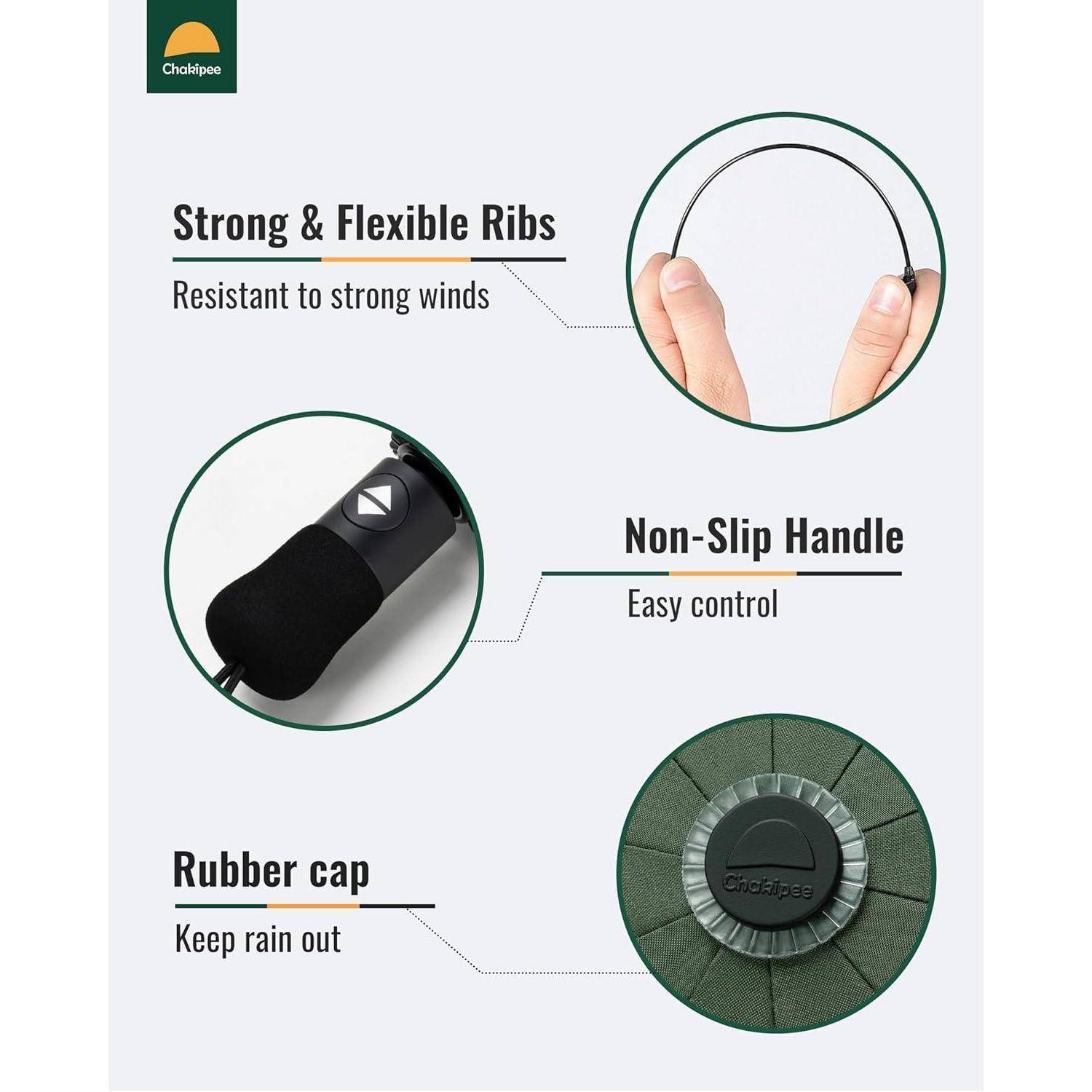 Regenschirm Reise Automatik Sturmfest 210T 102cm 9Rippen Dunkelgrün