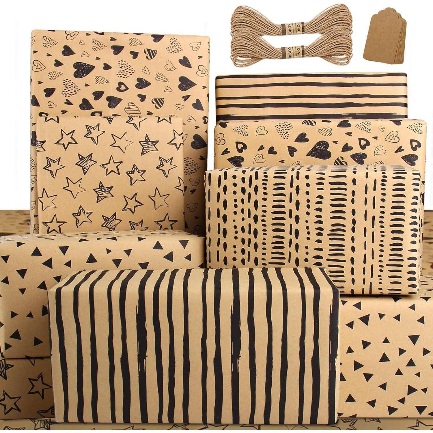 Geschenkpapier Geburtstag Kraft Schwarz Schwarzen &amp; Kraft set