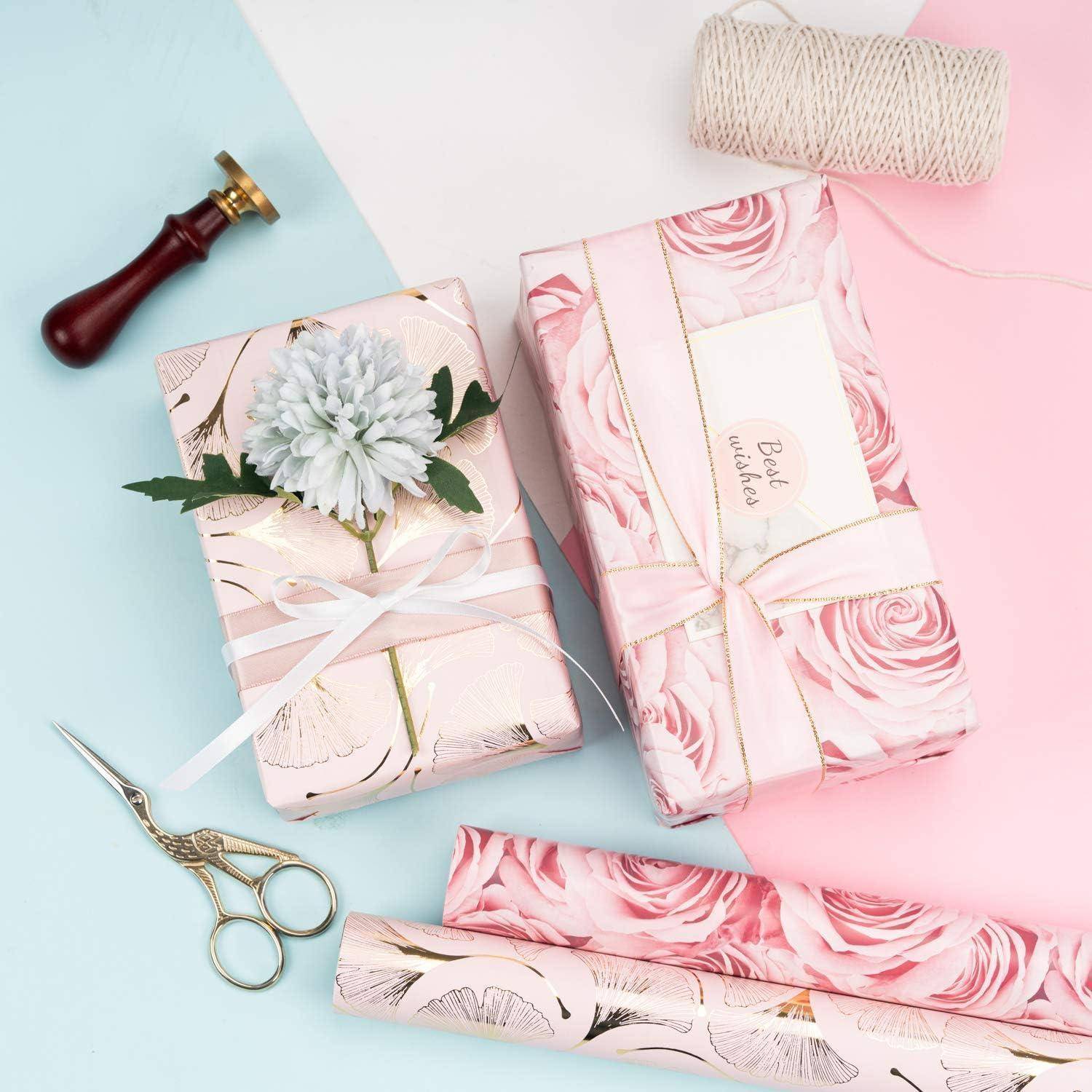 Geschenkpapierrolle 3er Muster 43cm 3m Rosa Blumen