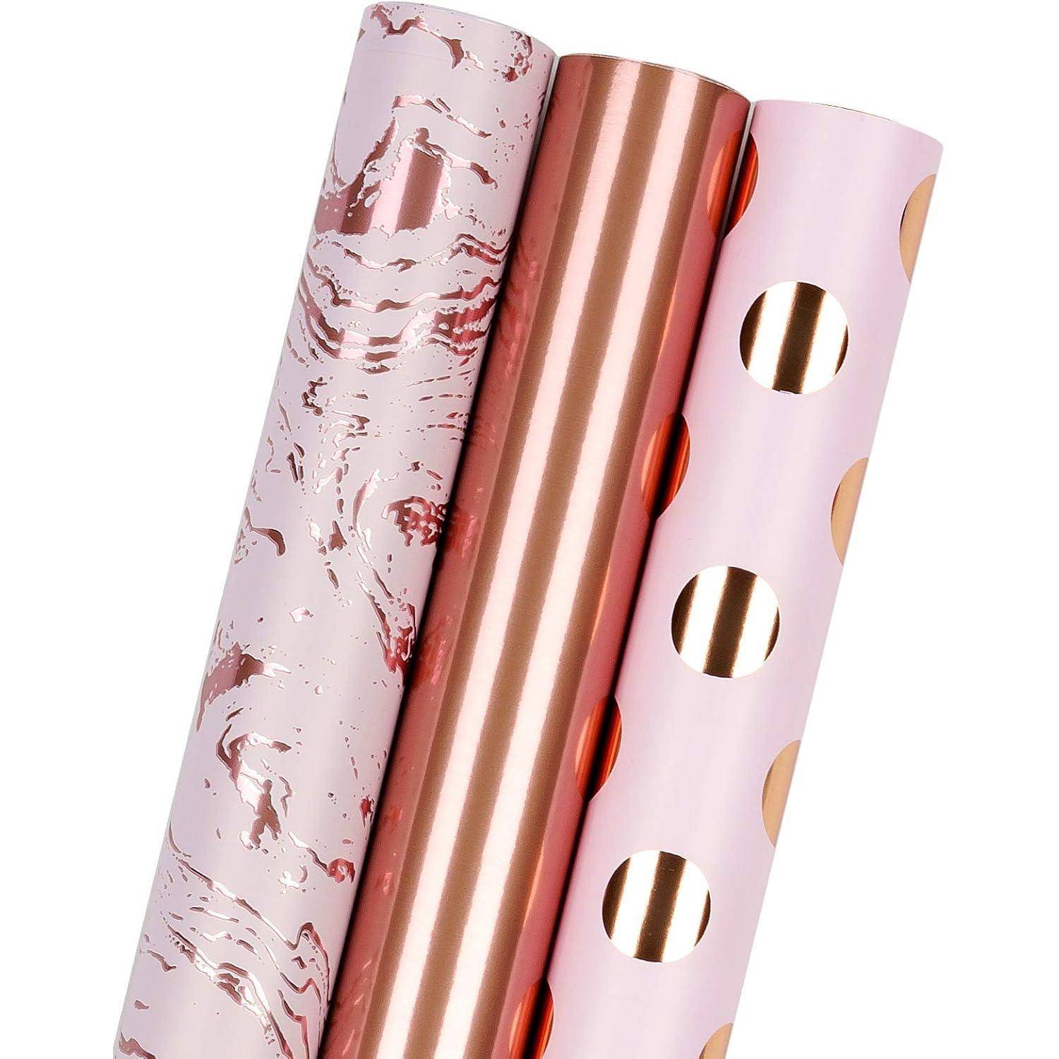 Packpapierrolle Mini Rollenset 3er 43,2cm 3,05m Tupfen Rosa Marmor