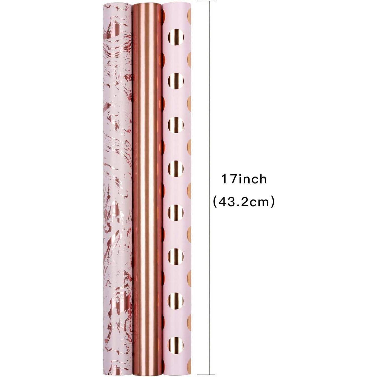 Packpapierrolle Mini Rollenset 3er 43,2cm 3,05m Tupfen Rosa Marmor