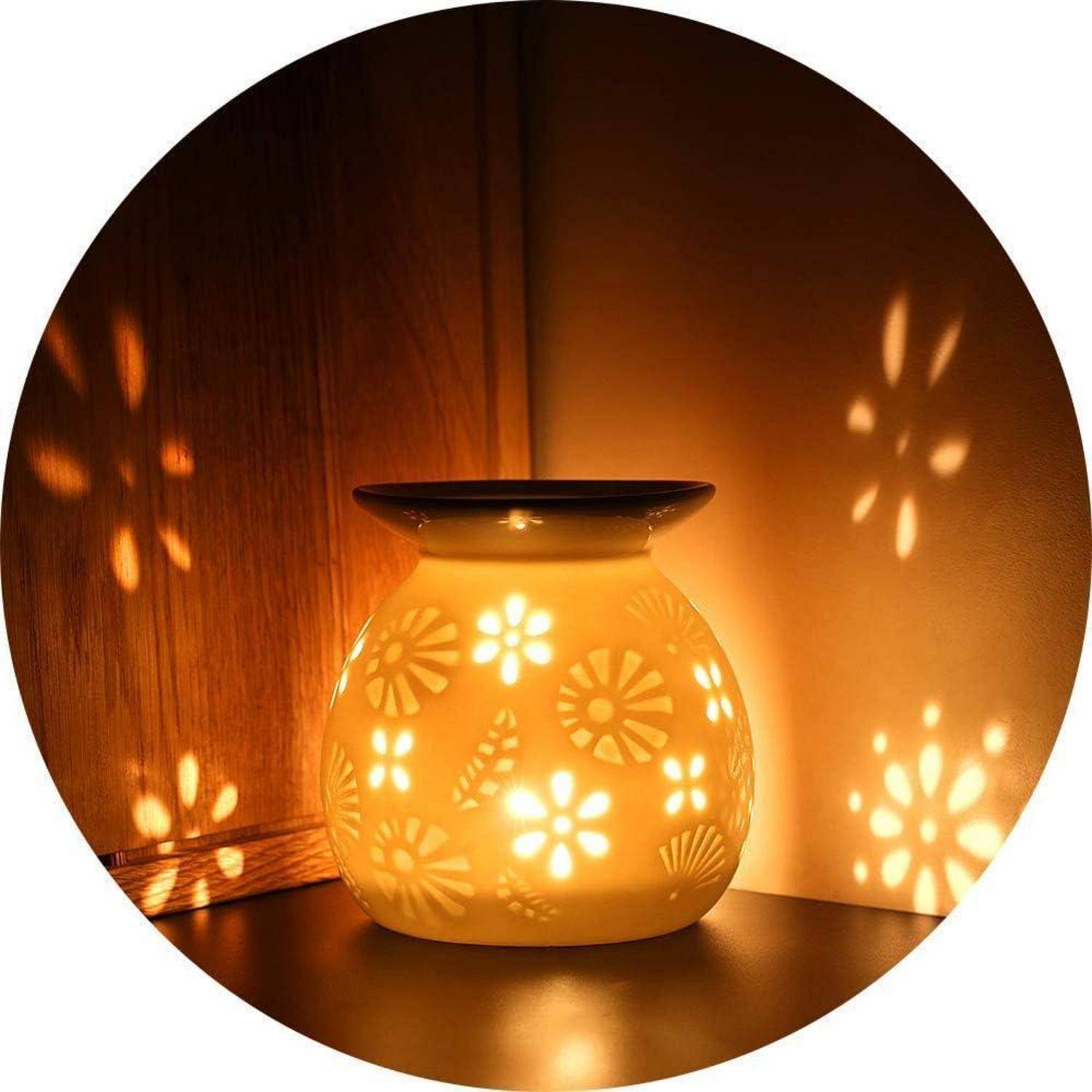 Aromalampe Teelichthalter Duftlampe Keramik Löffel Diffuser Typ2-weiß
