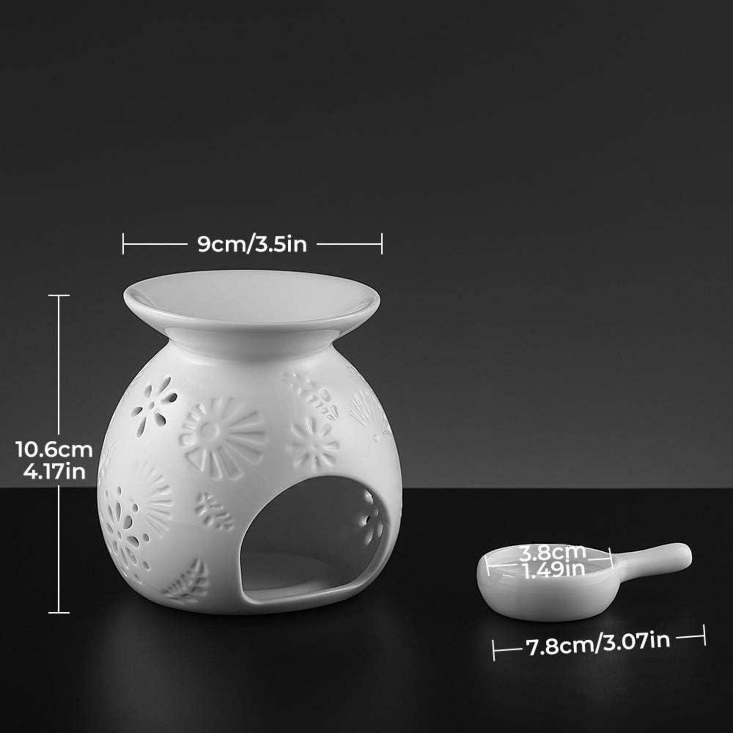 Aromalampe Teelichthalter Duftlampe Keramik Löffel Diffuser Typ2-weiß