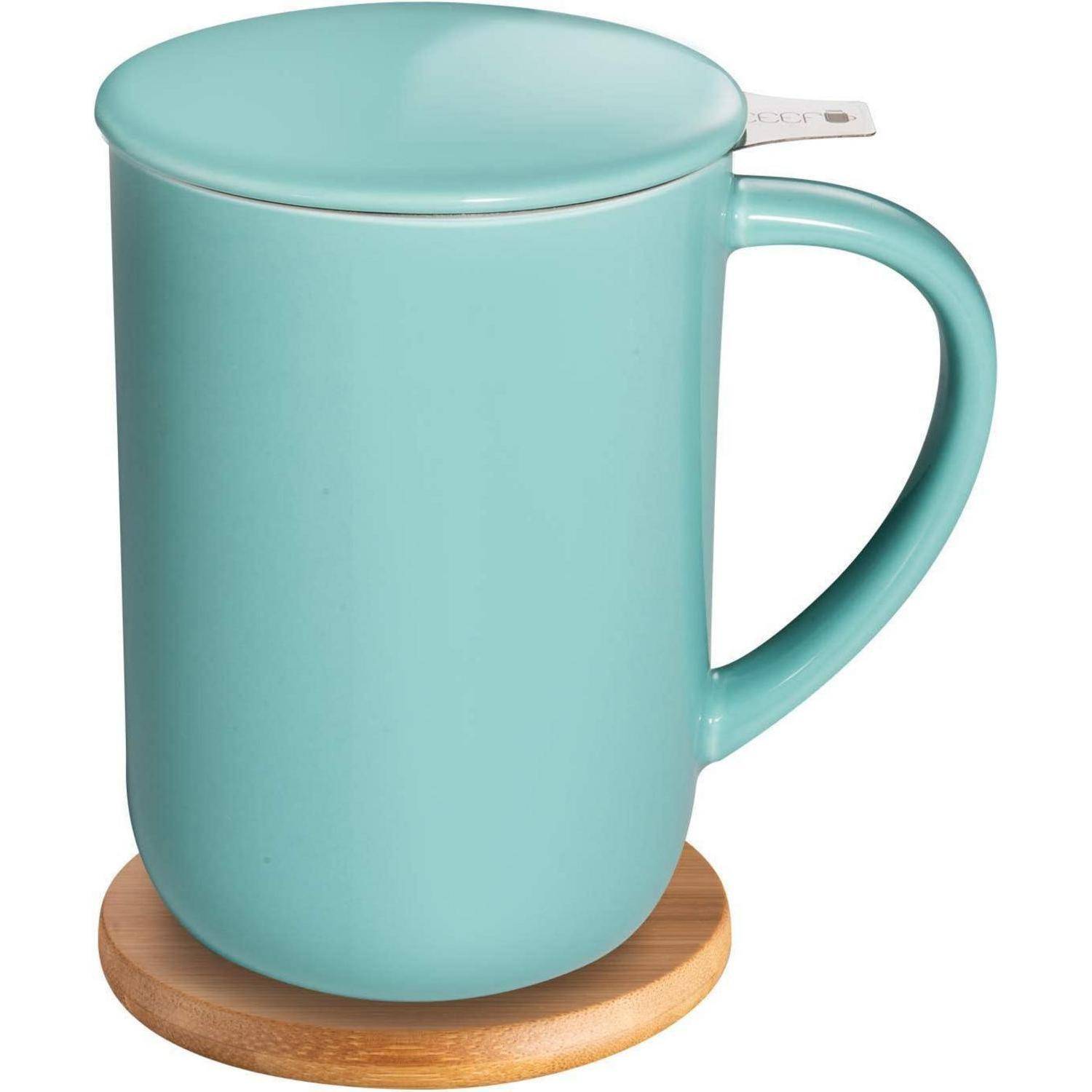 Teetasse Porzellan Teesieb Deckel Filter Untersetzer 473 Türkis
