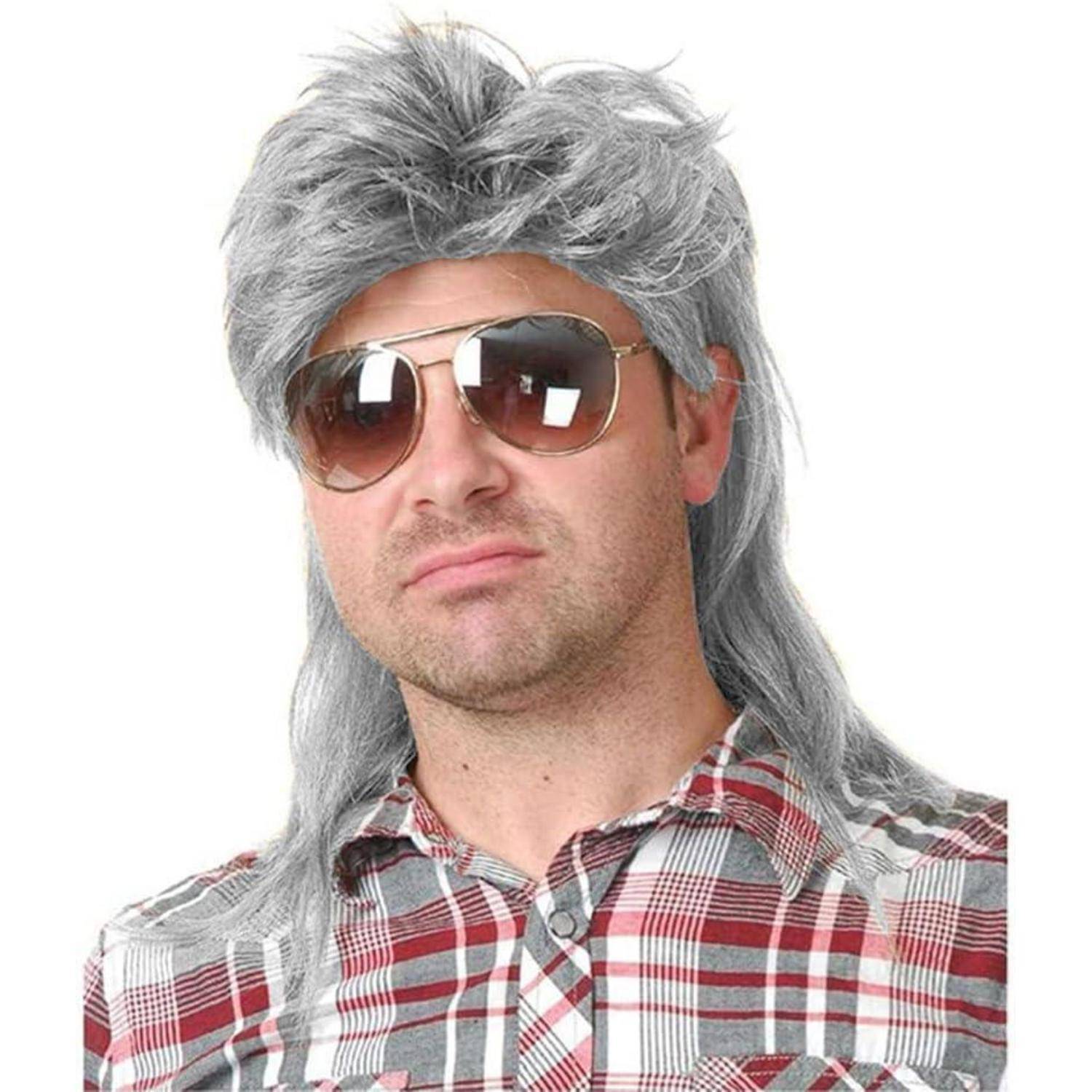 Perücke 80er Jahre Mann Meerbarbe Cosplay Halloween Kostüm grau