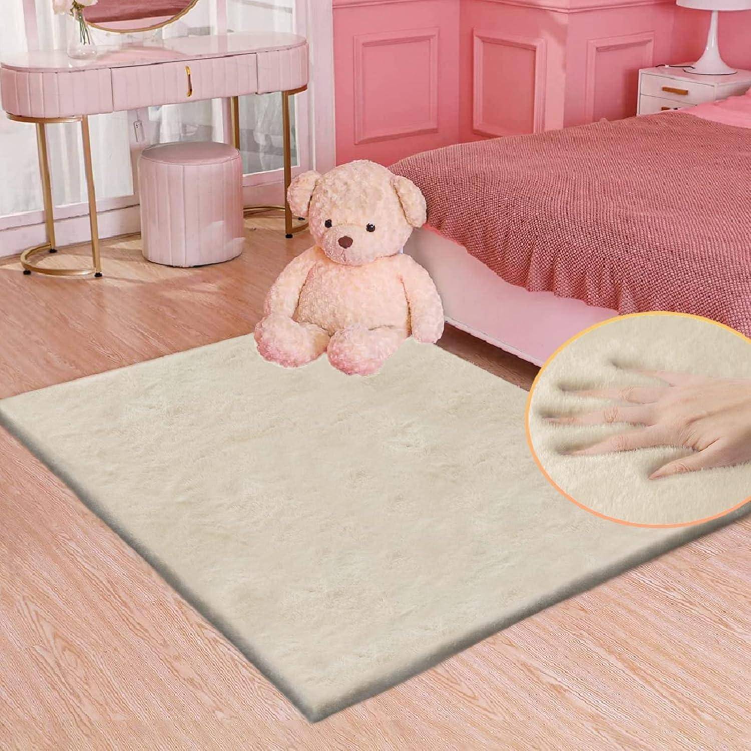 Teppich Fellteppich flauschig 90 x 150 cm (Rechteckig) Beige