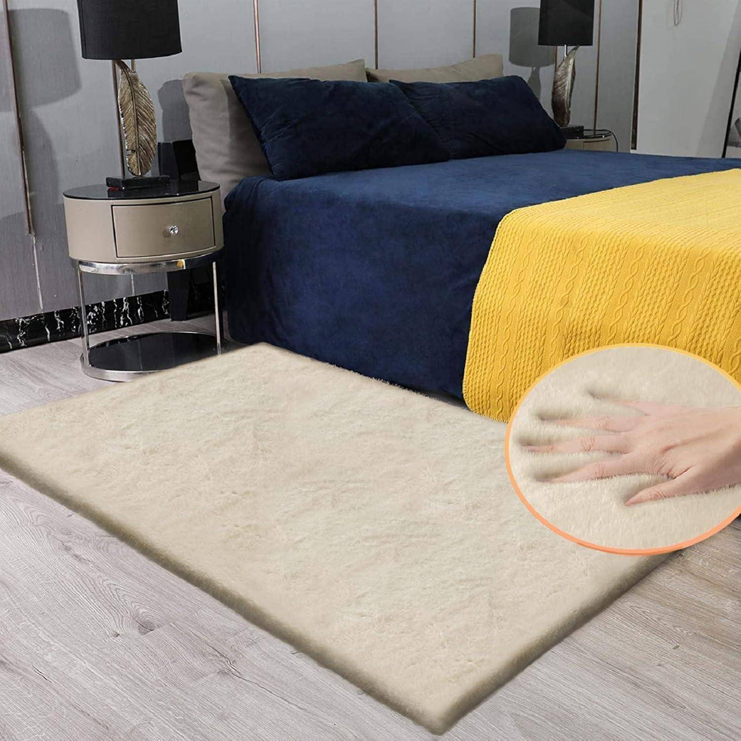 Teppich Fellteppich flauschig 90 x 150 cm (Rechteckig) Beige