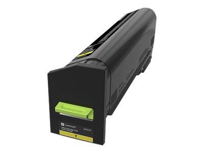 Lexmark Gelbtoner-Patrone, Modell 80C2SY0, in einem schwarzen Gehäuse mit grünem Griff, entwickelt für bestimmte Druckermodelle.