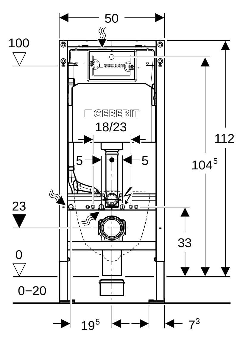 Geberit Duofix Basic Element für Wand WC, 112cm mit Delta UP-Spülkasten 12cm