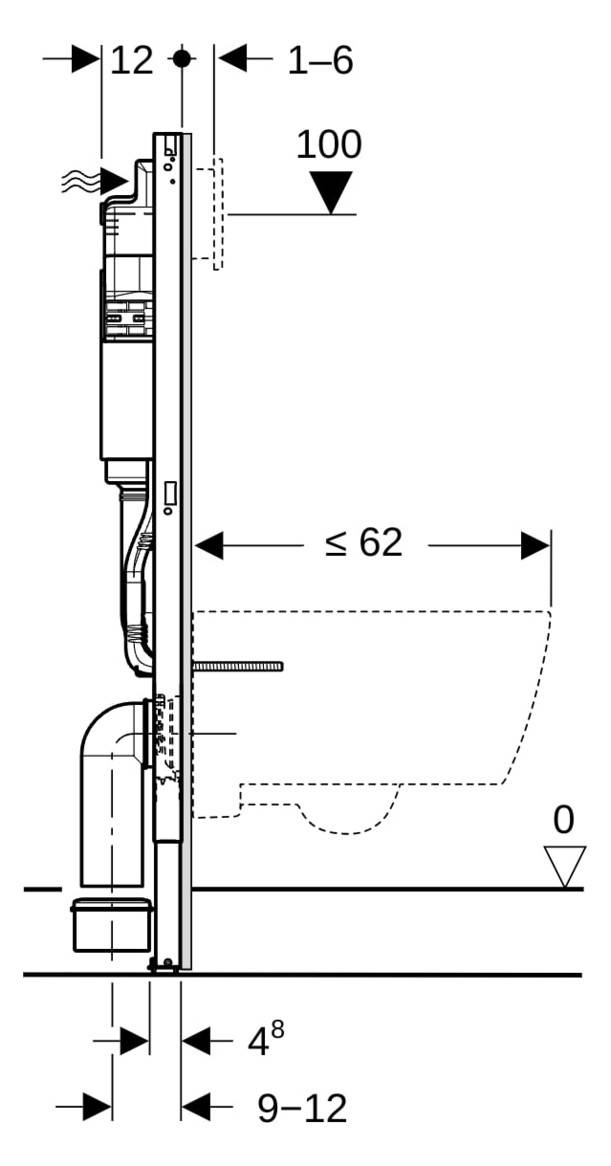 Geberit Duofix Basic Element für Wand WC, 112cm mit Delta UP-Spülkasten 12cm