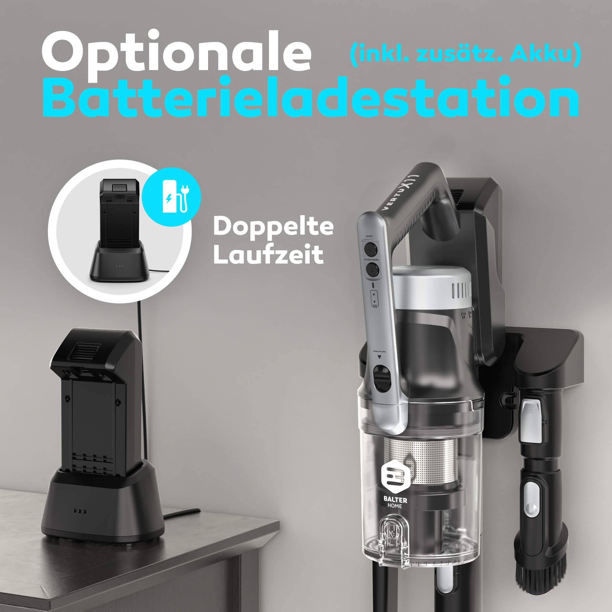Balter Zusatzakku und Ladestation für Akku Staubsauger Vertu X11 / X11 Pro, Austauschbar, 2000 mAh (Zusatzakku und Ladestation)