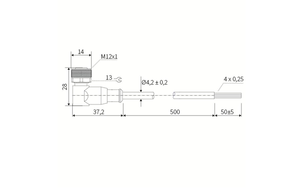 Sensorleitung M12 4P PUR 5m IP67 - 5 m - PUR-Kabel - AA055 - autosen