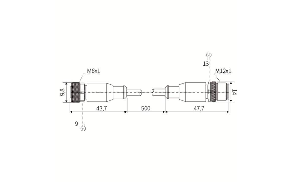 Verbindungsleitung M8/M12 3P PUR 5m IP67 - 5 m - AA214 - autosen