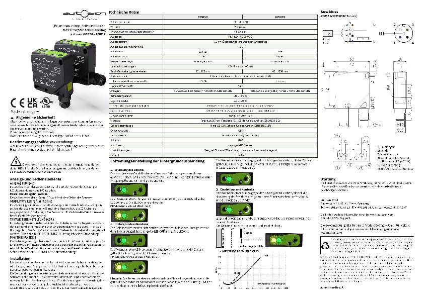 Reflexlichttaster/ Optischer Sensor - AO039 - autosen