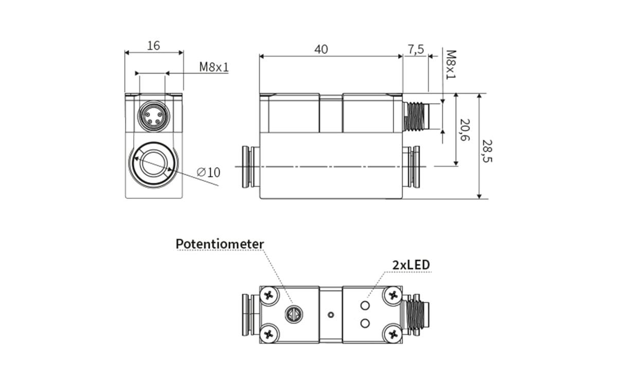 Pneumatik-Druckschalter - Push-In 6 mm - 10 bar - AP302 - autosen
