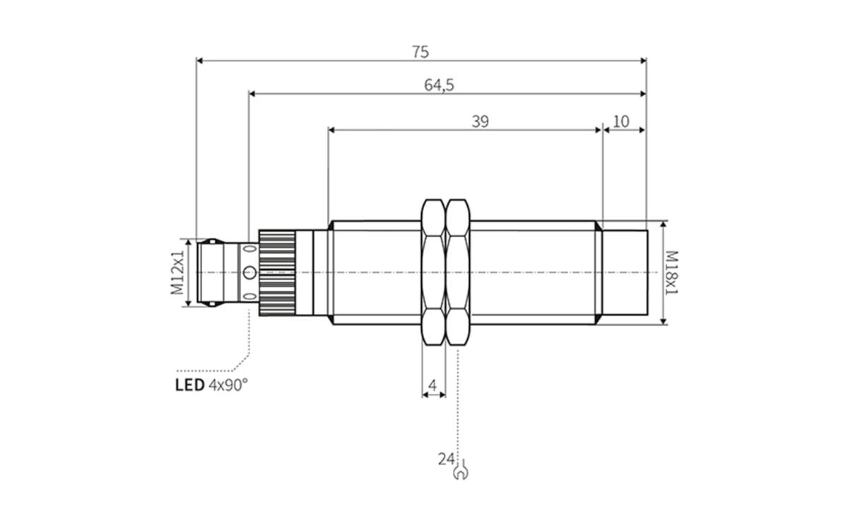 Drehzahlsensor mit IO-Link - M18x1 - M12,Kontakte vergoldet,4-Polig - AR006 - autosen
