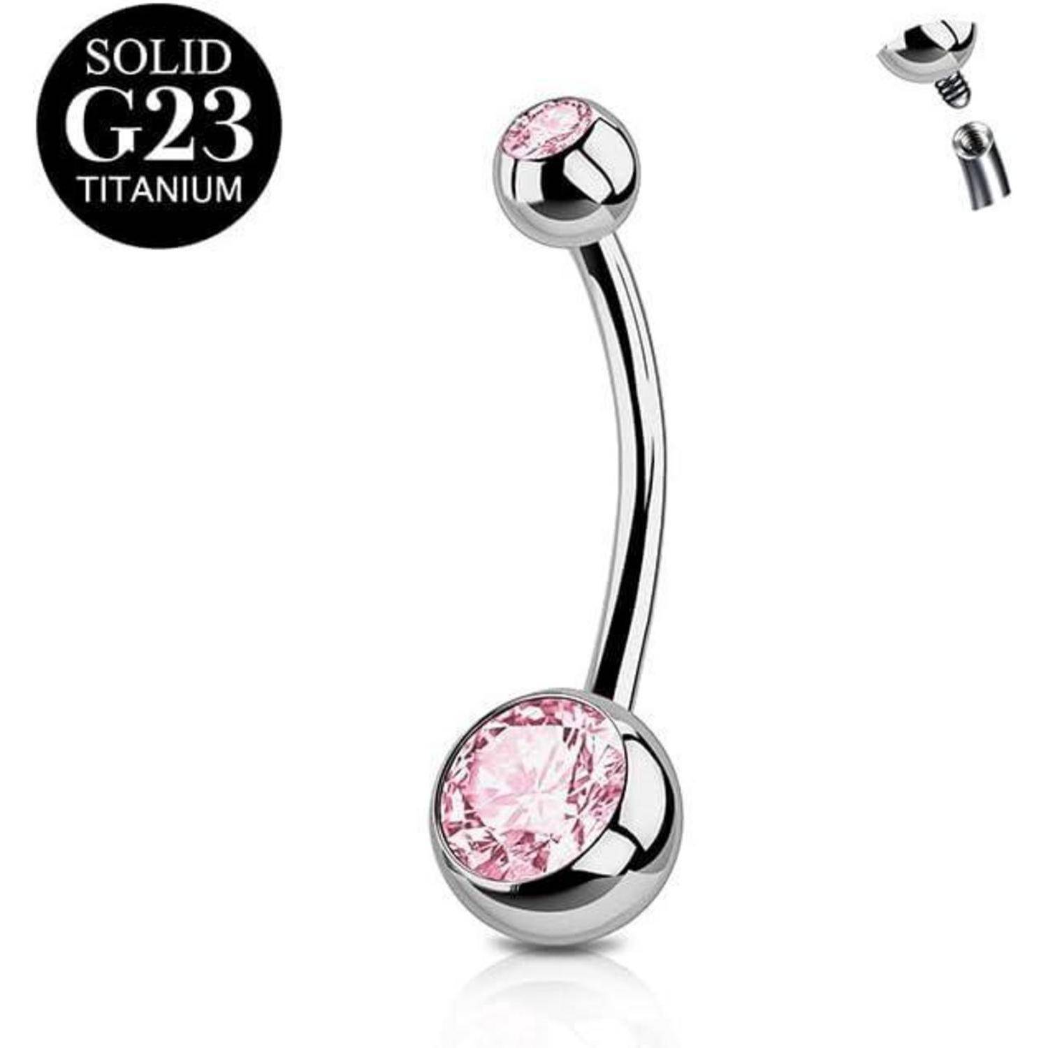 Bauchnabelpiercing Titan Silber 16mm Stablänge 1 Stück 14G CZ