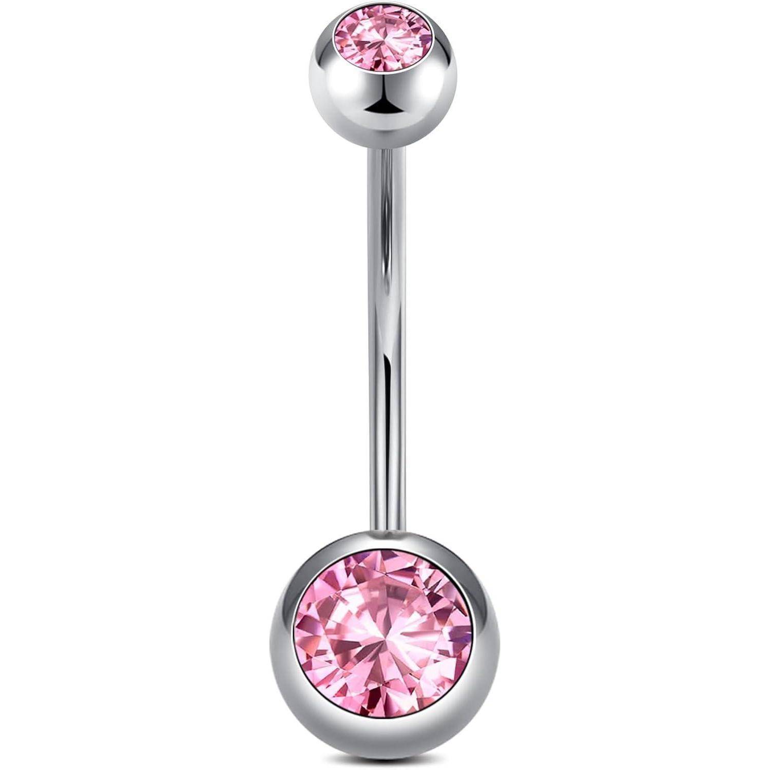 Bauchnabelpiercing Titan Silber 16mm Stablänge 1 Stück 14G CZ