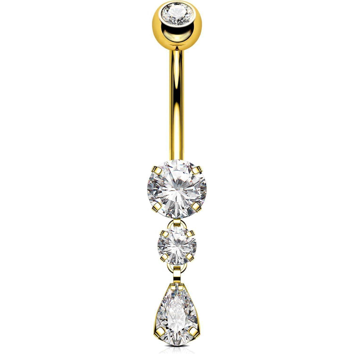 Bauchnabelpiercing Titanium 14G Gold Teardrop Navel Bars Belly Button