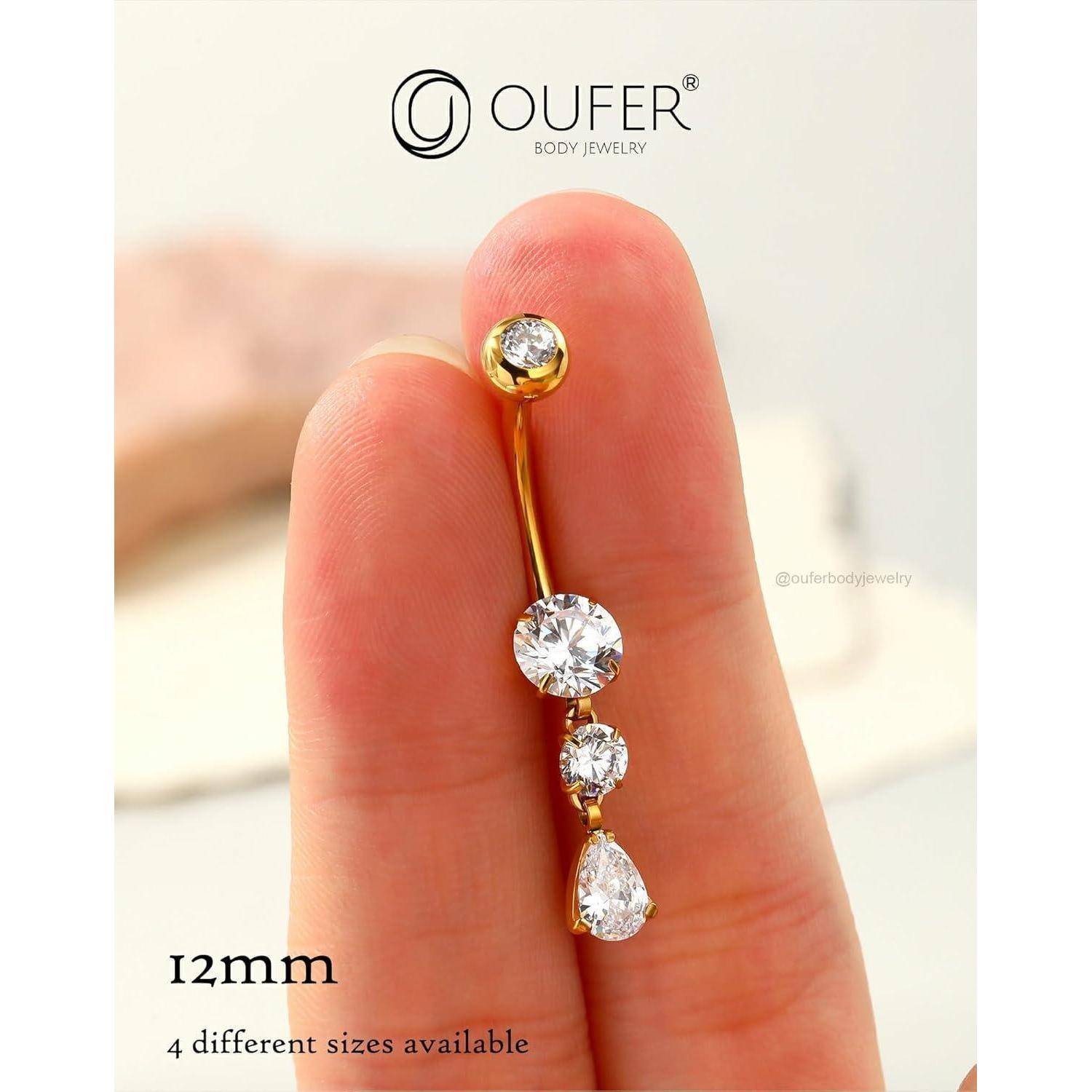 Bauchnabelpiercing Titanium 14G Gold Teardrop Navel Bars Belly Button