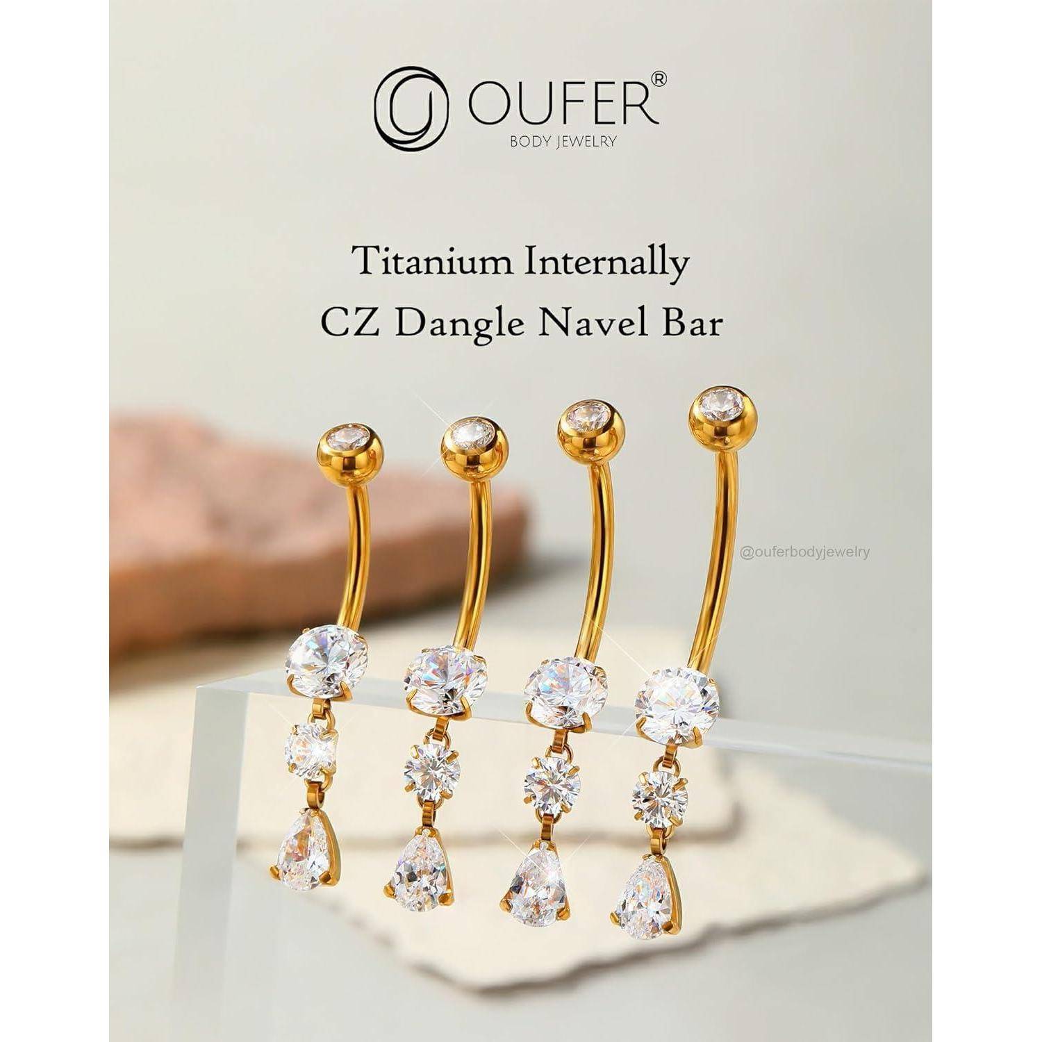 Bauchnabelpiercing Titanium 14G Gold Teardrop Navel Bars Belly Button
