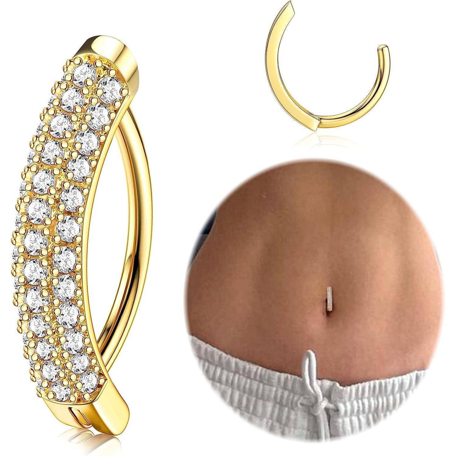 Bauchnabelpiercing Gold Zirkonia Perle Chirurgenstahl 14G