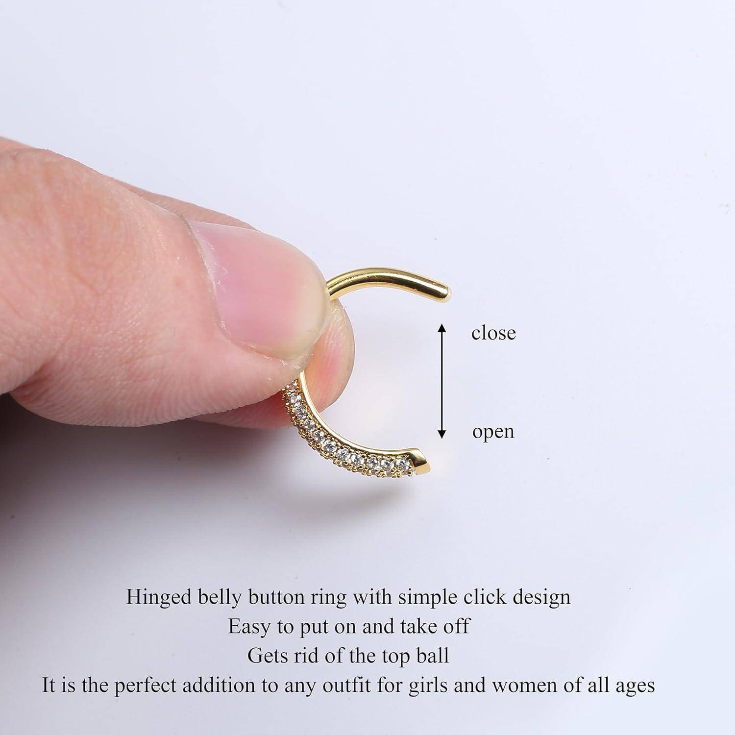 Bauchnabelpiercing Gold Zirkonia Perle Chirurgenstahl 14G