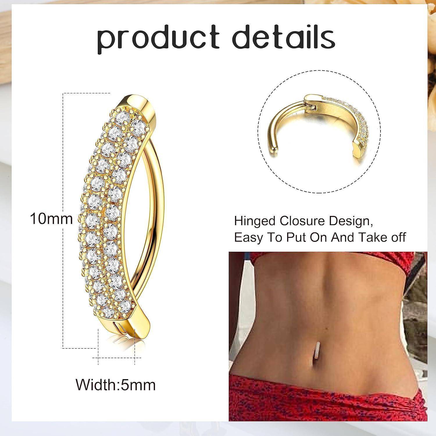 Bauchnabelpiercing Gold Zirkonia Perle Chirurgenstahl 14G