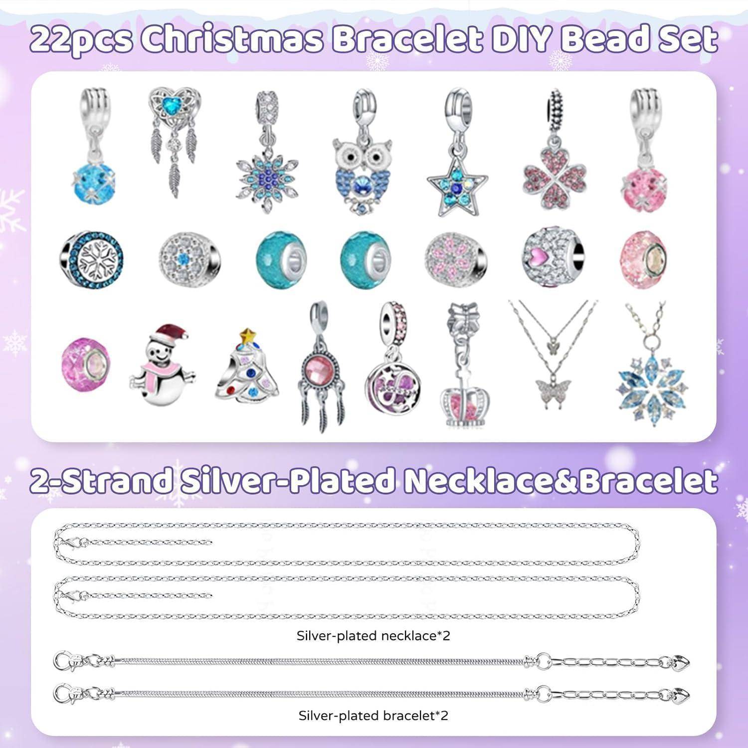 Adventskalender 2025 Mädchen Schmuck Halskette 24 Füllung Blau