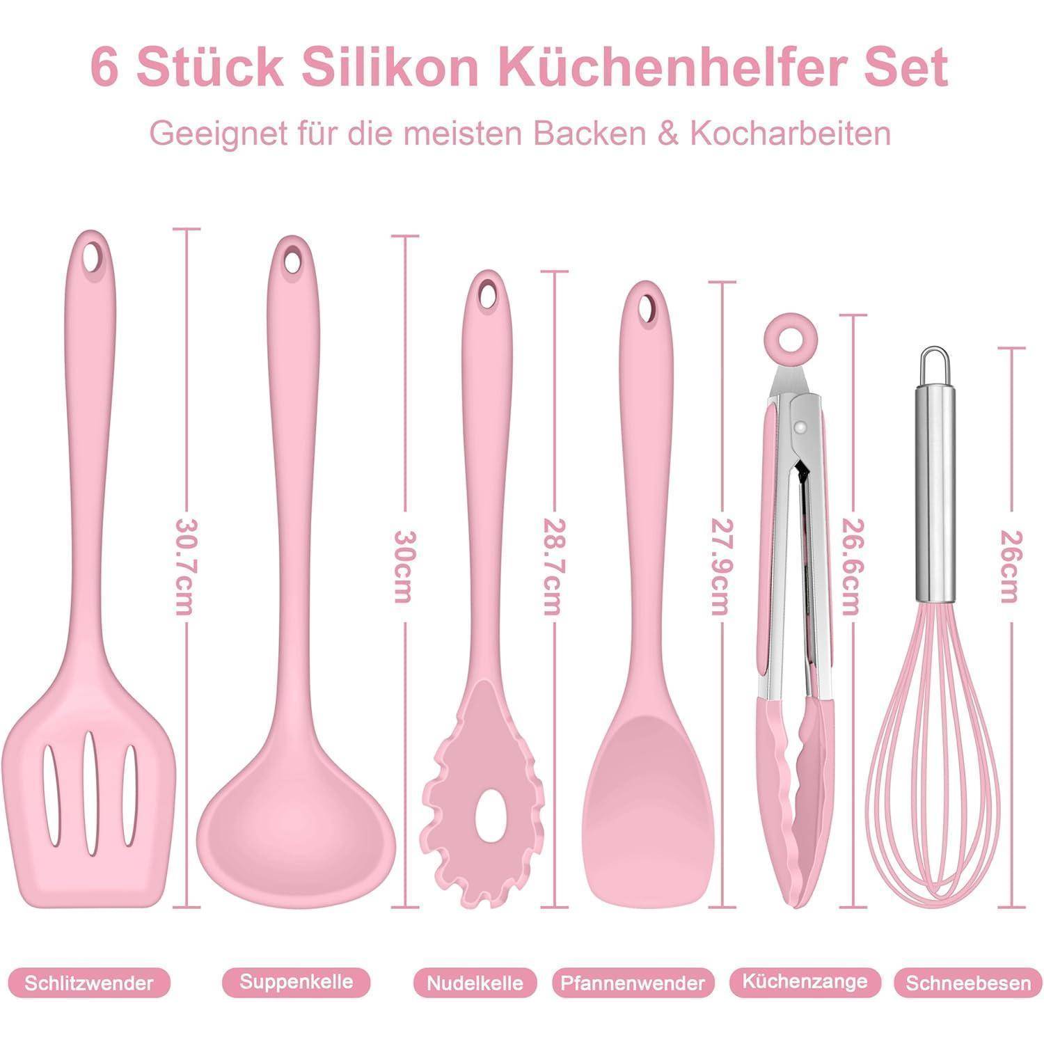 Küchenutensilien Set 6 Stück Silikon Pfannenwender antihaft Rosa