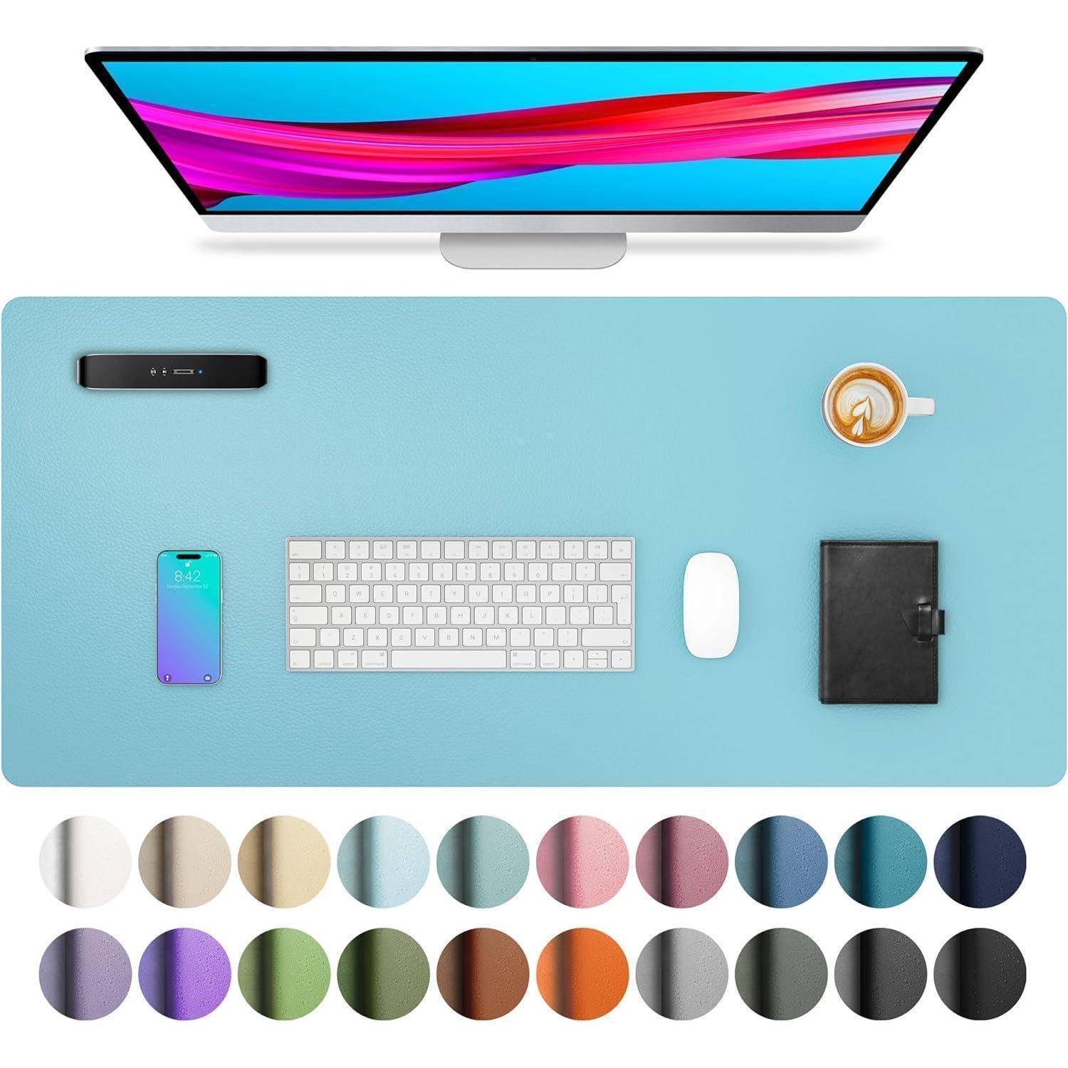 Schreibtischunterlage Mauspad Wildleder Laptop Topasblau 40 x 80 cm