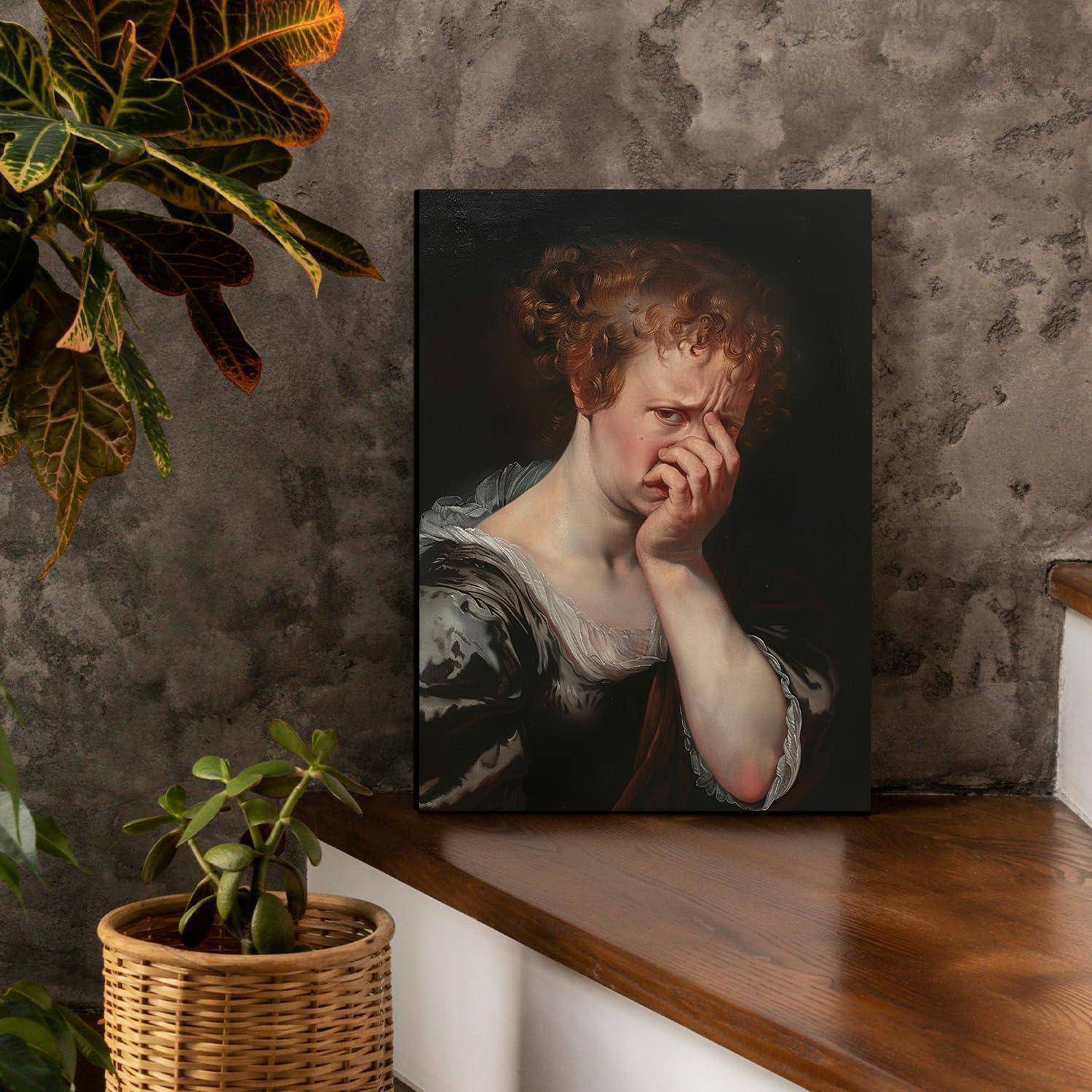 Wandkunst Badezimmer Leinwand Toilette Frau Schwarzer Humor Gerahmt