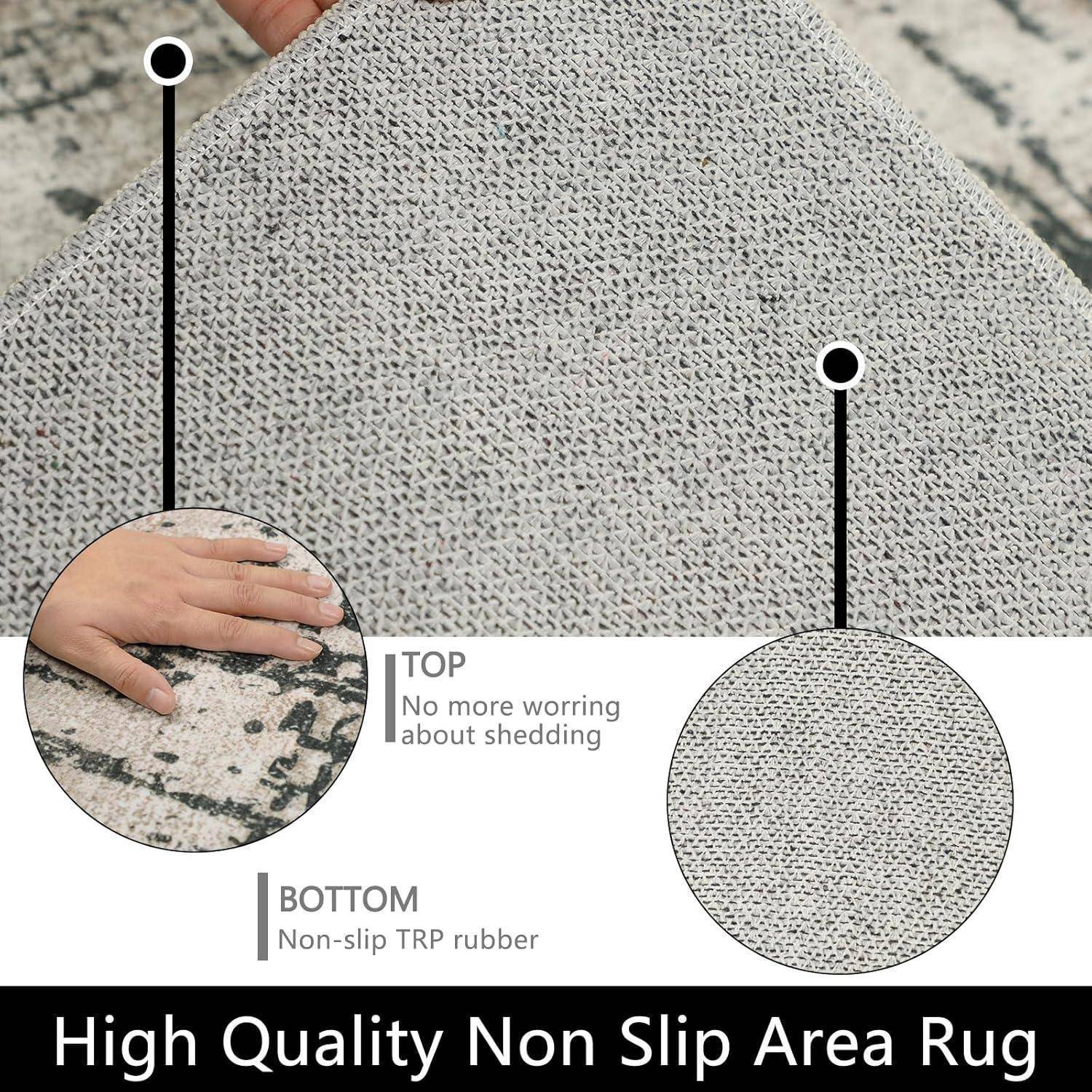 Teppich Kurzflor Waschbar Rutschfest 160 x 230 cm Grau Braun