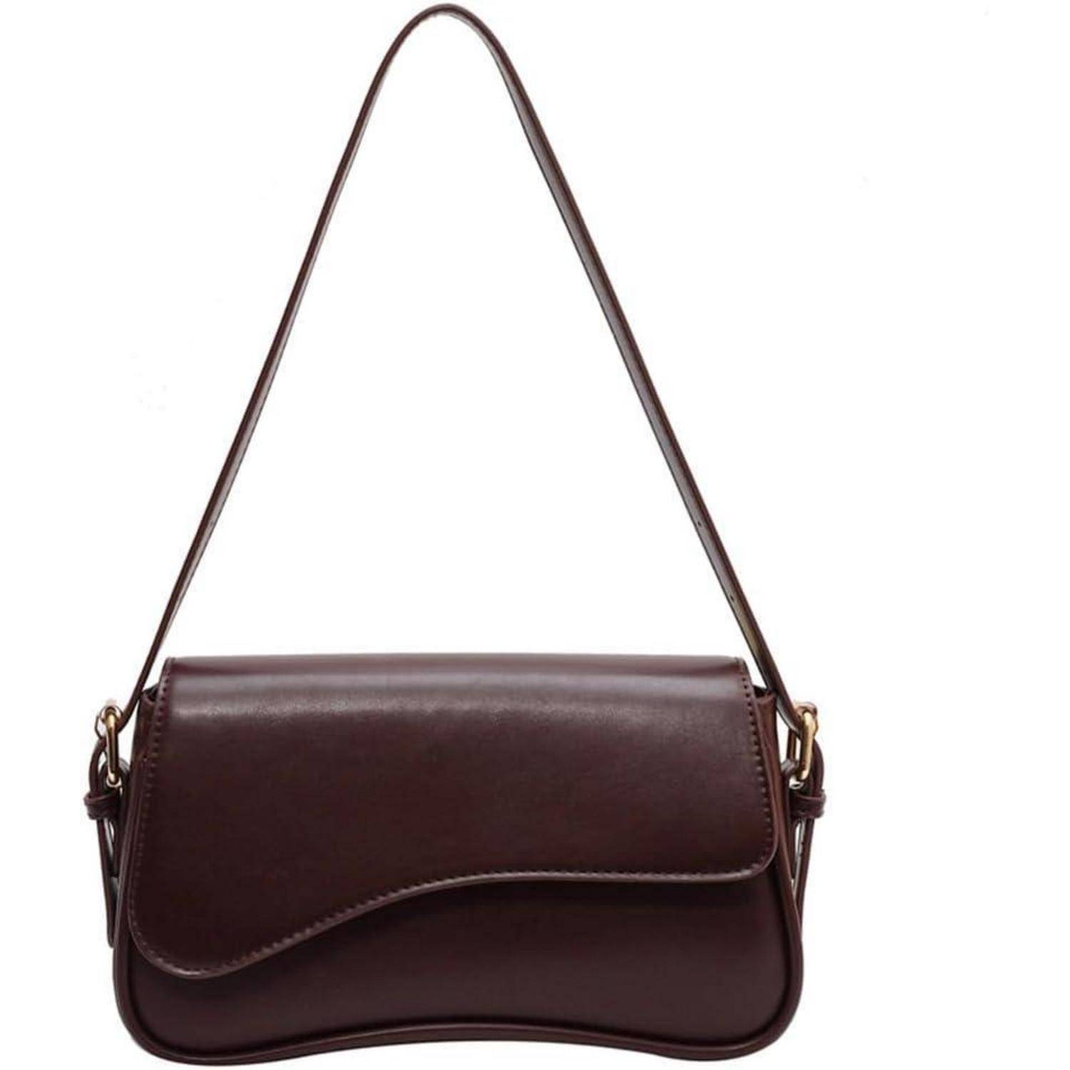 Handtasche Hobo Leder Reißverschluss Klein Vintage Y2K Damen A-coffee